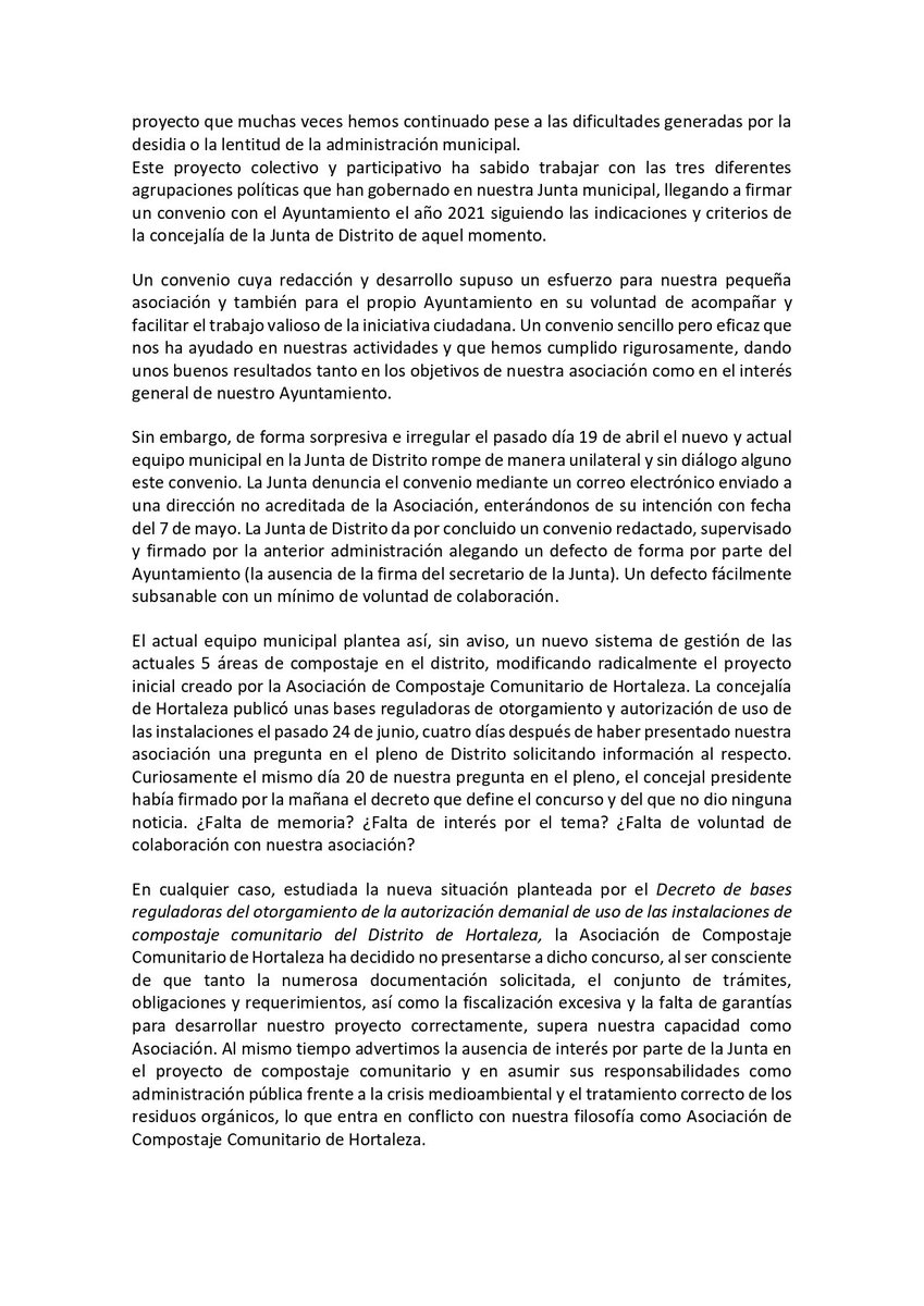 CompostajeHtz's tweet photo. 🏛️Como sabéis, la @JMDHortaleza decidió romper el convenio y sacar a licitación la gestión de las áreas
❤️‍🩹Tras debatirlo, hemos llegado a la difícil decisión de no presentarnos. Esperamos que entendáis las razones
💚 Seguiremos trabajando por la salud del planeta haciendo barrio https://t.co/PYENlQLCYM