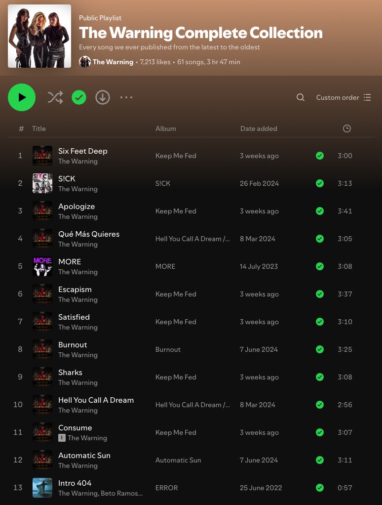 TheWarningAust's tweet photo. Listen to @TheWarningBand2's Complete Collection of music on @Spotify!🎧 

Share with friends and new listeners!
🔗 https://t.co/DH9eoQASYp 🔗

#spotify #thewarningband #rockband #SpotifyPlaylist #DanyVillarreal #PauVillarreal #AleVillarreal #KMF #ERROR #QOTMS #XXICB #Mexico https://t.co/wrAhBjtHwe