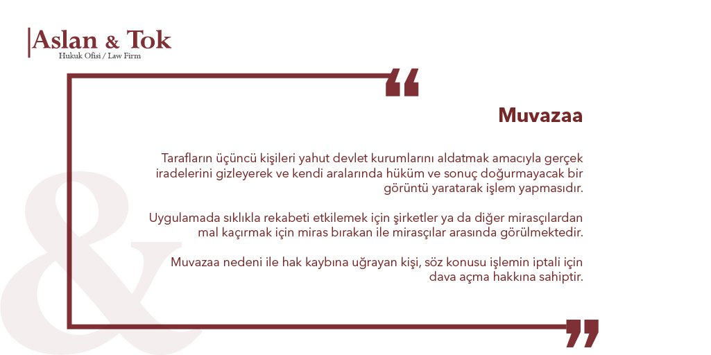 Haftanın Hukuki Terimi

Muvazaa

Tarafların üçüncü kişileri yahut devlet kurumlarını aldatmak amacıyla gerçek iradelerini gizleyerek ve kendi aralarında hüküm ve sonuç doğurmayacak bir görüntü yaratarak işlem yapmasıdır.

#AslanTokHukuk #hukukiterimler #haftaninhukukiterimi