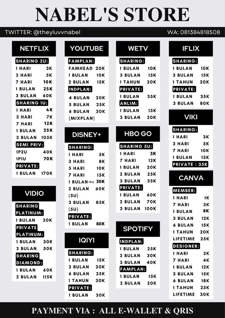 theyluvvnabel's tweet image. hi kak ᝰ.ᐟ  aku jual aplikasi premium nih 𓍢ִ໋🌷͙֒ netflix, spotify, semua ada! 🤩
     
⁀➴ trusted &amp;amp; full garansi 💯
⁀➴ fast response &amp;amp; process 😍
⁀➴ wa : tinyurl.com/wanabelstore / dm 📩
‼️ app lain bisa tanya dulu ᯤ

💌 payments: all e-wallet | qris ─ .✦ #zonauang