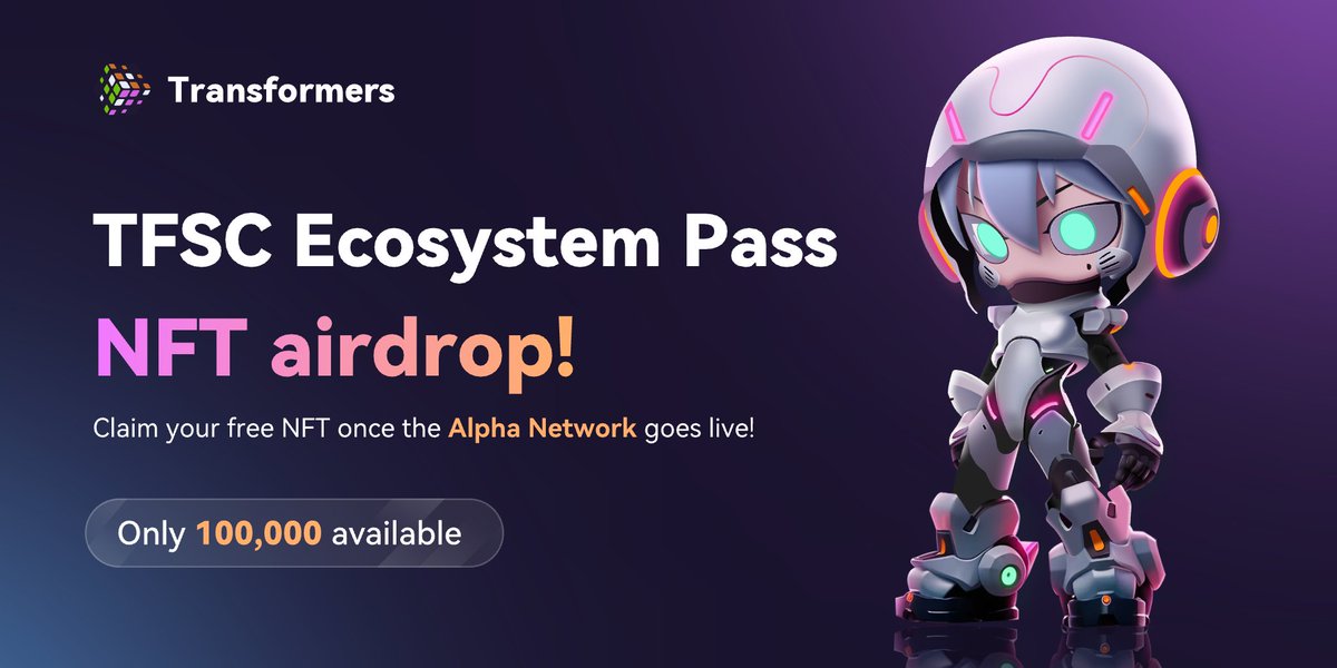 We're excited to launch the TFSC Ecosystem Pass (NFT) – Complete tasks and claim your free NFT once the Alpha network goes live
🎯tfsc.io/Index/MintNFT 

Only 100,000 of these exclusive NFTs are available, so stay tuned and grab yours quickly!

✌️ Holders will play a crucial