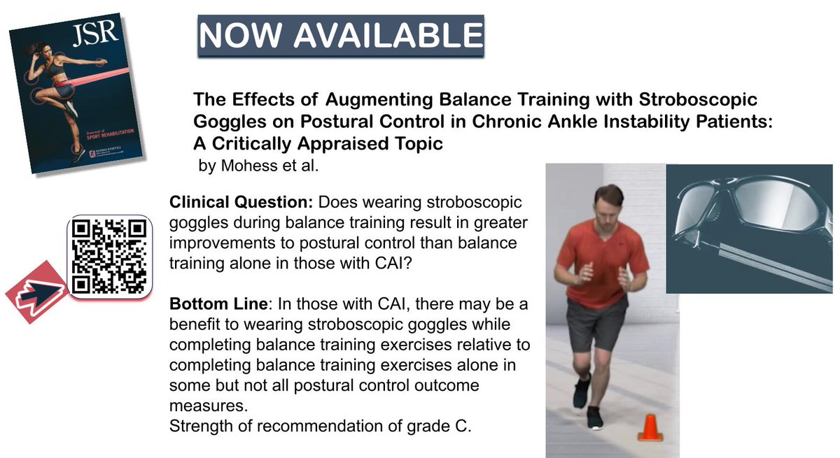 JSportRehab's tweet photo. Now Available! #Rehabilitation with #stroboscopic goggles improves #balance & #postural control in #CAI patients
@ea_wikstrom @MOTION_UNC @ptuzlasir_s @hyunwookleee @UNC_SMI
#ankle #CAT #CriticallyAppraisedTopc #EBP #sensorimotor
https://t.co/eFh1Rw15Gk https://t.co/z0Ie9OoHQg