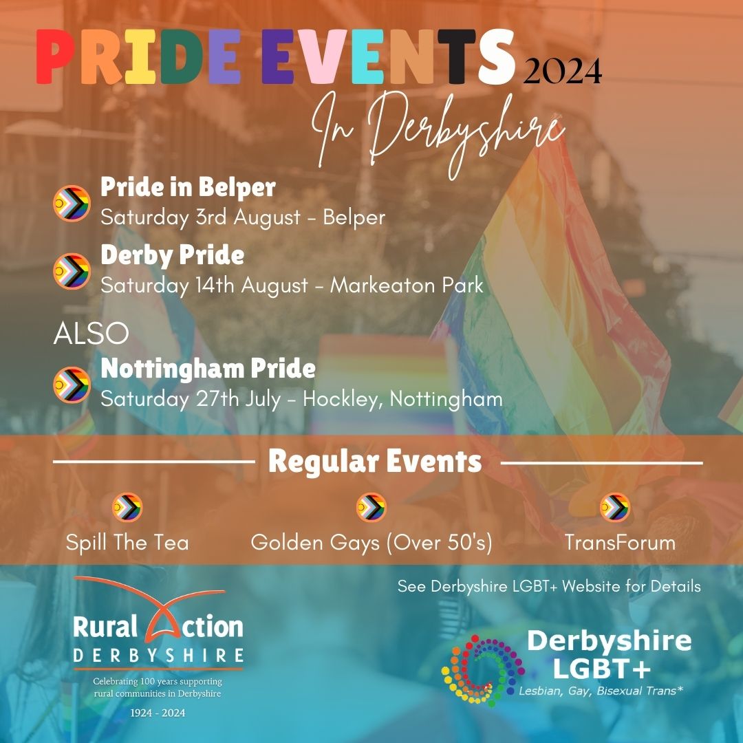 Don't miss the remaining Pride events in Derbyshire for 2024! 🎉 Plus, check out regular meetings from our friends at Derbyshire LGBT+. 

🏳️‍🌈 Stay connected, celebrate, and support your community!

 #DerbyshirePride #LGBTCommunity #CelebrateDiversity #Pride2024