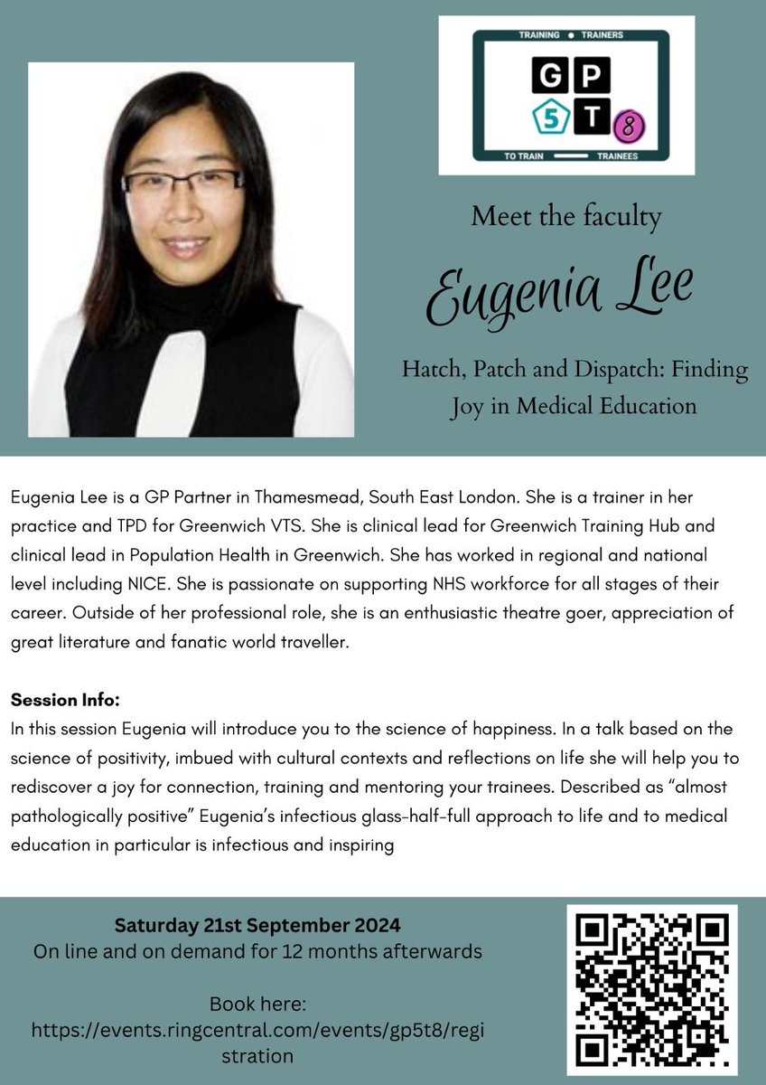 Meet the faculty: Eugenia Lee

Have you lost your #MedEd mojo? Eugenia will inspire you to love training all over again