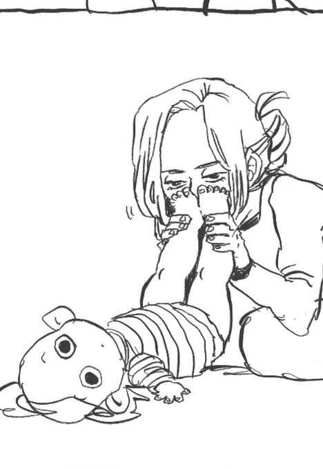 非常に疲れた時に描いたらしい落書き。非常に疲れているのが伝わってくる