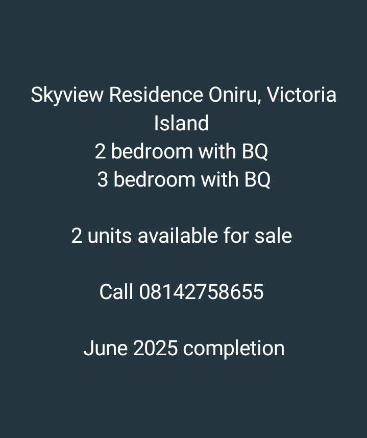 Propertylagos1's tweet photo. SkyView Residence Oniru Victoria Island.

2 Bedroom with BQ
3 Bedroom with BQ
#RentalInvestments #RealEstate #PassiveIncome #FinancialFreedom #PropertyInvestment #WealthBuilding #InvestSmart
#propertylagos #Offplan #Investment #investing https://t.co/z2SbiWG1ta