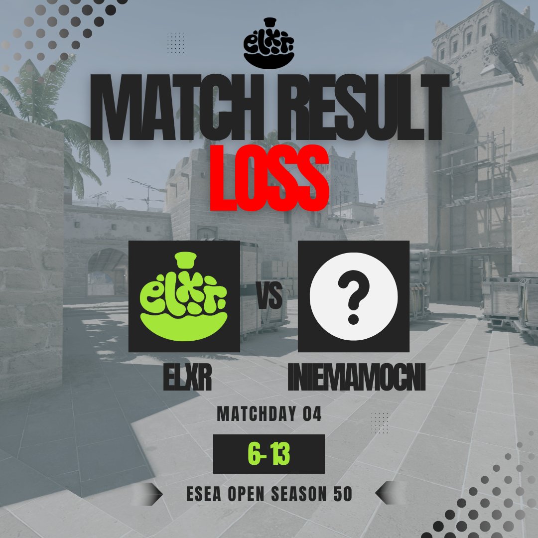 Elixir (ELXR) (@elxrcs) on Twitter photo First win of the season?✅
GGs to both teams! We are back in action with 4 games next week, looking to continue to turn things around.
Current league records:
🇬🇧 <a href="/UKICircuit/">UK & Ireland Circuit</a> Div 3: 1-3
🇪🇺 <a href="/ESEA/">ESEA League</a> Open: 0-4 First win of the season?✅
GGs to both teams! We are back in action with 4 games next week, looking to continue to turn things around.
Current league records:
🇬🇧 <a href="/UKICircuit/">UK & Ireland Circuit</a> Div 3: 1-3
🇪🇺 <a href="/ESEA/">ESEA League</a> Open: 0-4