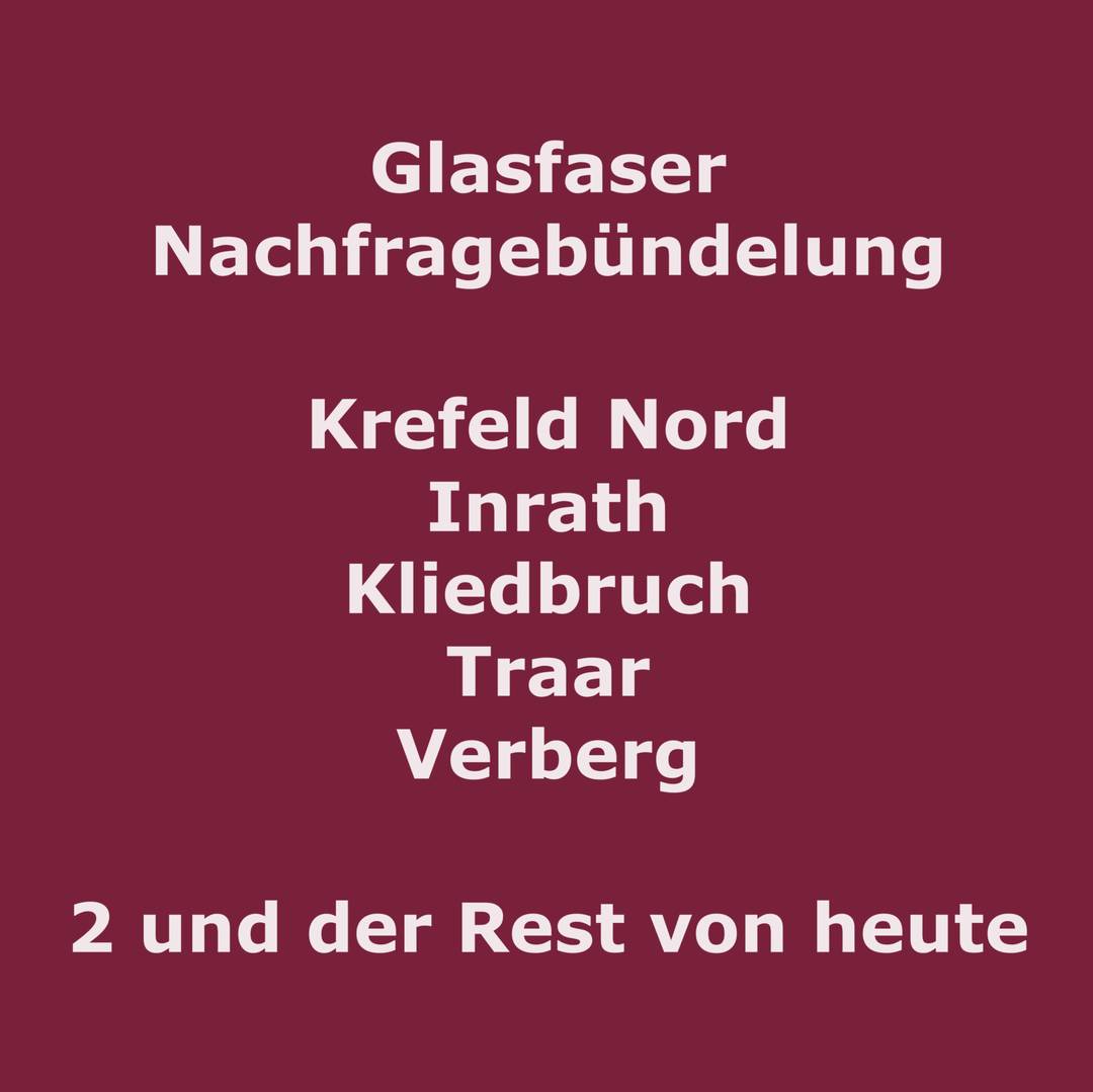 GlasfaserKR's tweet photo. - Samstag endet die #Nachfragebündelung! -
Jetzt dafür sorgen, dass ihre Ortschaft an ein modernes #GlasfaserNetz angeschlossen wird.

https://t.co/leUcuUnGuI

#antrag #vertrag
#glasfaser
#internet #ftth #glasfasercity #krnord #krefeldnord #inrath #kliedbruch #traar #verberg https://t.co/JNkMQ3w5Kc