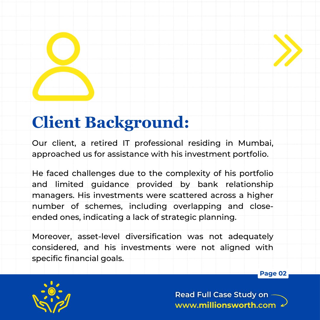 MillionsworthS's tweet image. Rebuilding for the future! Discover how we transformed the investment portfolio of a retired IT professional, ensuring they enjoy a comfortable and secure retirement. 🖥️🏖️

#ClientCaseStudy #FinancialPlanning #ClientSuccess #InvestmentSuccess #RetirementPlanning #Millionsworth