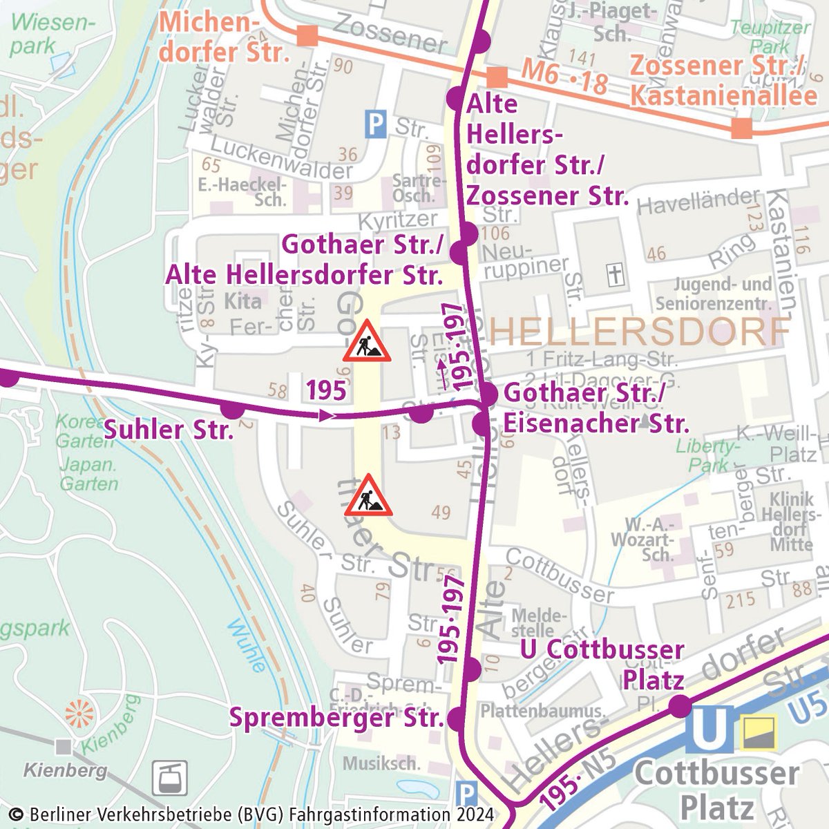 VIZ_Berlin's tweet photo. Die Buslinie #195_BVG und #197_BVG werden in diesem Bereich umgeleitet. https://t.co/SfV9IH011V