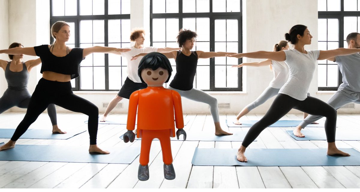 Yo en mi primera clase de yoga.