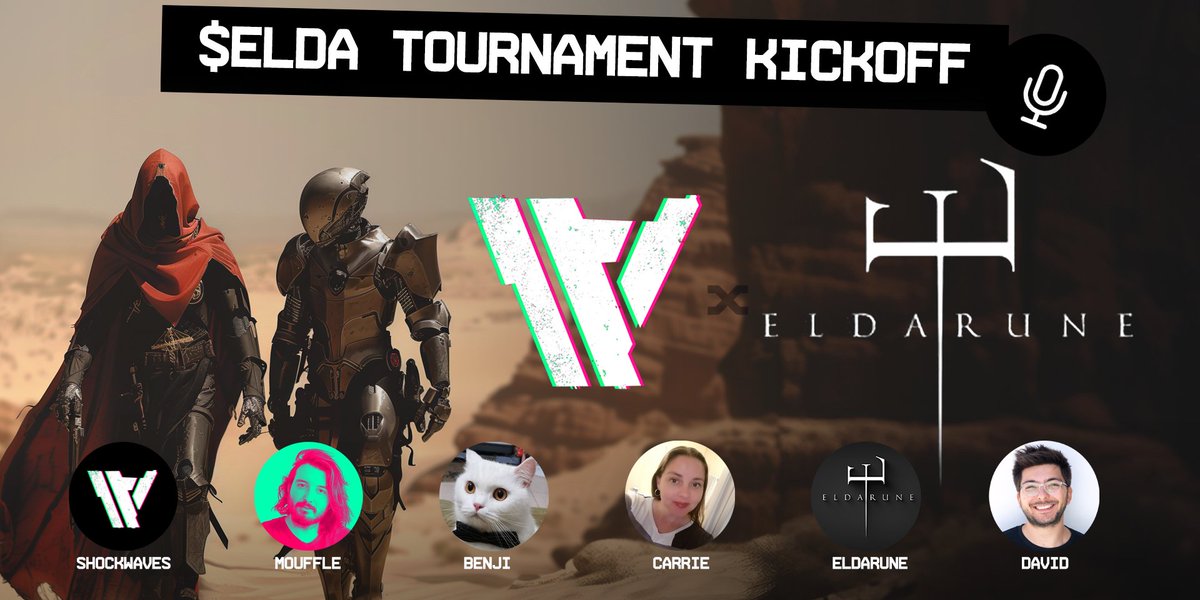 Meet <a href="/PlayEldarune/">The Mouth of ELDA</a>  team a bit before the tournament for a Kickoff chat! 💬
We're gonna discuss about #AI, #Gaming and  $ELDA!  Join us Thursday 25h July, at 12pm UTC!