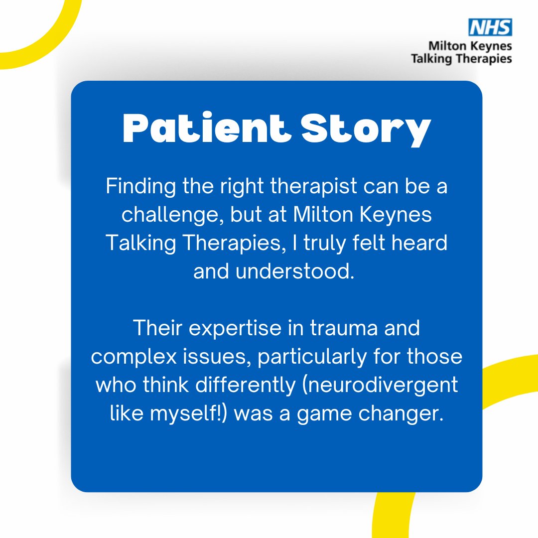 Milton Keynes Talking Therapies offers talking-based psychological interventions for individuals struggling with anxiety, low mood and stress.

Hear from one of our patients about the impact attending therapy with MKTT had on their life 👇

Self-Referral: mktalkingtherapies.nhs.uk/self-referral