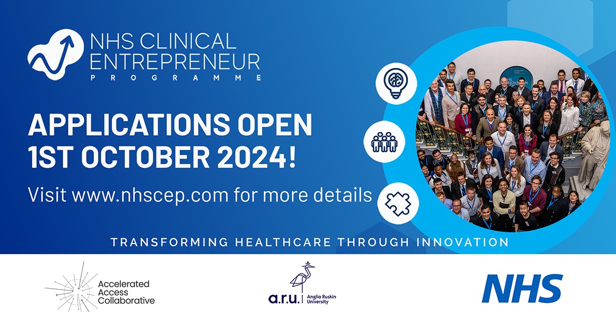 Health Innovation Network (@healthinnovnet) on Twitter photo NHS Innovators Alert! Do you have a project that could revolutionise patient care? <a href="/NHS_CEP/">NHS Clinical Entrepreneur Programme</a> the NHS Clinical Entrepreneur Programme is your launchpad. Applications open on 1st October 2024. Don’t miss out! Explore & apply at nhscep.com #innovation #NHSCEP9 #CEP2025 NHS Innovators Alert! Do you have a project that could revolutionise patient care? <a href="/NHS_CEP/">NHS Clinical Entrepreneur Programme</a> the NHS Clinical Entrepreneur Programme is your launchpad. Applications open on 1st October 2024. Don’t miss out! Explore & apply at nhscep.com #innovation #NHSCEP9 #CEP2025