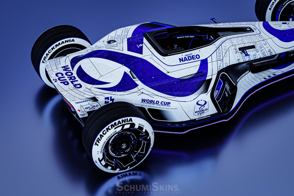 SchumiSkins's tweet photo. To @Trackmania fans,

Super happy to share my skin made for the 2024 World Cup @TMesports

Always been a dream of mine to create something around the esports legacy of the game. The idea was to smoothly incorporate every previous winner into the design 

What do you think? 🔽🔥 https://t.co/oIZwFcI8ll