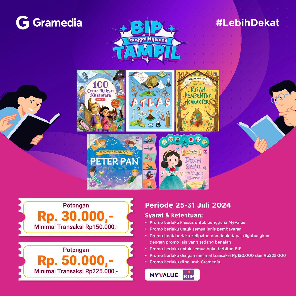 Gramed_Sukabumi's tweet image. BIP TAMPIL (TANGGAL NYEMPIL)..✨🥳

Potongan harga up to Rp 50.000 dengan minimal transaksi Rp 225.000 Untuk Buku buku terbitan dari Bip!!🤩

Tentunya dengan syarat dan ketentuan berlaku..🔥

 #myvalue #lebihdekat #lebihceria #gramediasukabumi