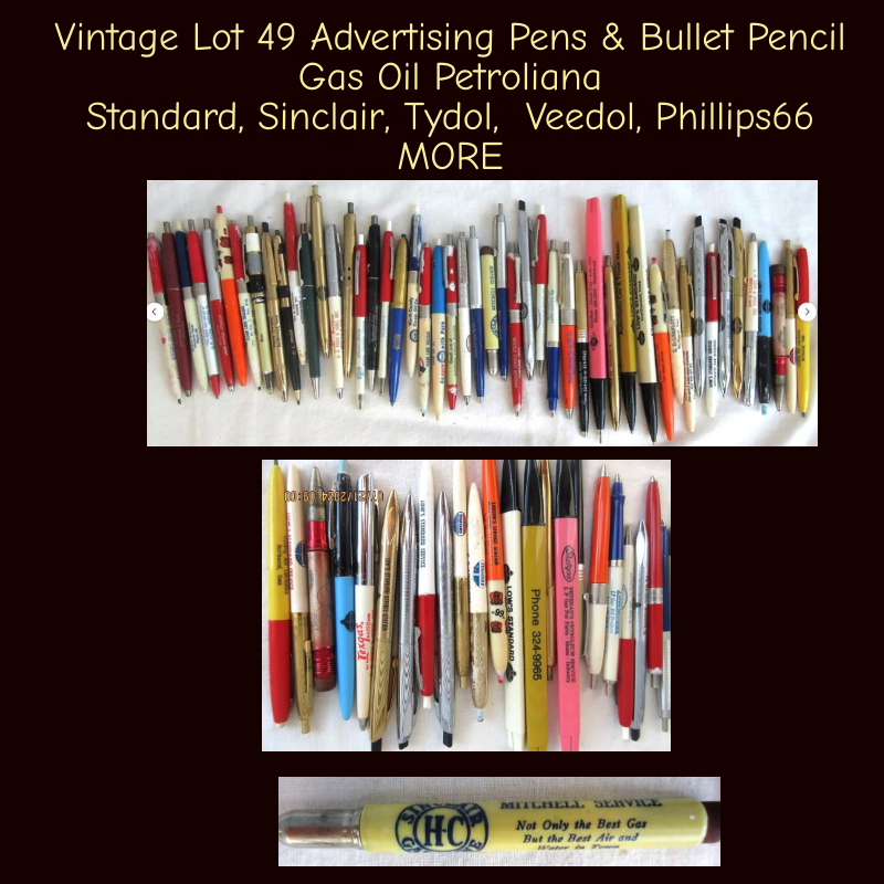 rusticrelics04's tweet photo. Vintage Lot 49 Advertising Pens Gas Oil Petroliana Bullet Pencil tydol veedol https://t.co/TCRmMcld4z #eBay via
@eBay
#ink #vintage #Pencollection #Gas #fuel #petro #GasStation #StandardStation #Sinclair #Ink #Pen #vintage #collector #collectible #cars #trucks #petrol #gasandoil https://t.co/sfoohP8e56