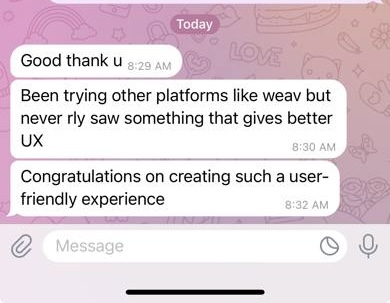 WeavePlatform's tweet image. Love seeing feedback like this! Our team always prioritizes UX when designing new features on our platform, and we are thrilled to see that our users love them.