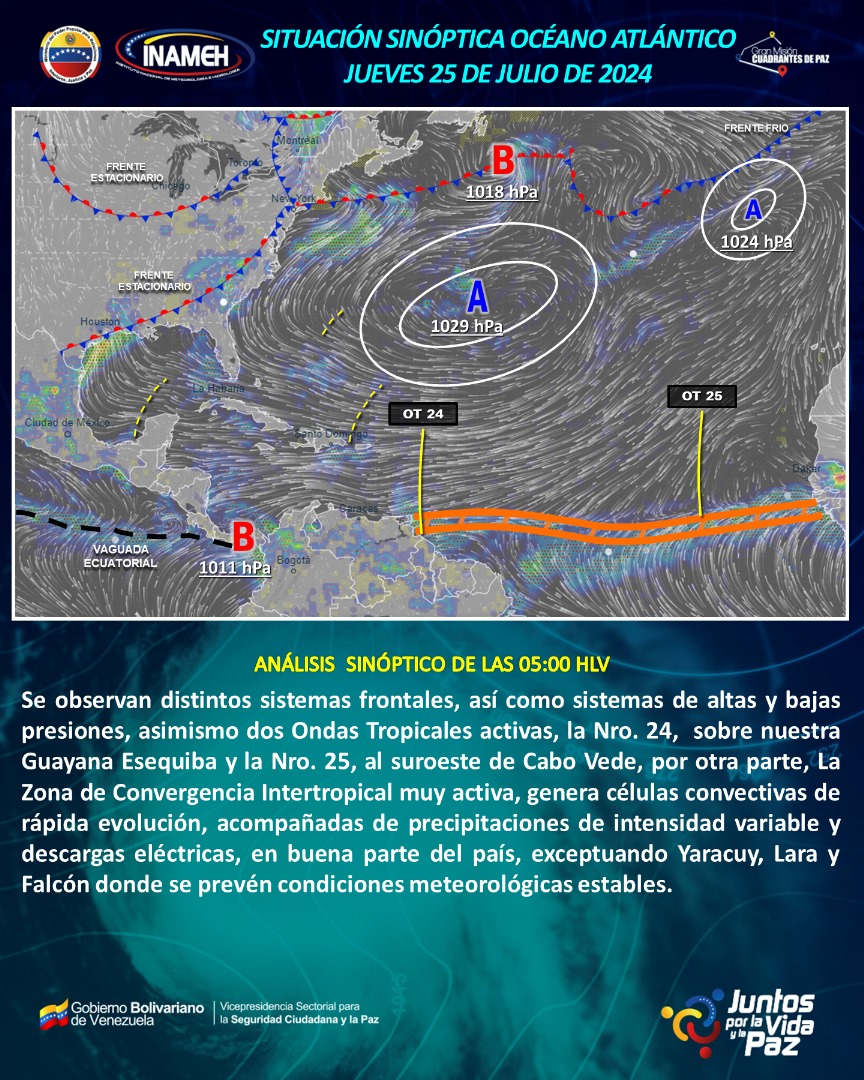 #25Jul #INAMEHInforma Situación Sinóptica - Océano Atlántico #PaLanteEsPaAllá