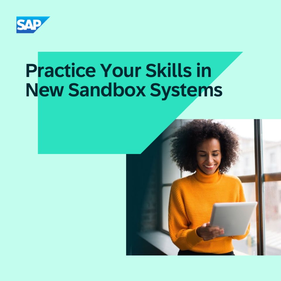 Get hands-on experience with SAP S/4HANA Cloud or SAP Business Application Studio in new sandbox systems, available for SAP Learning Hub subscribers. 

Learn more and get started: imsap.co/6010cRwVr