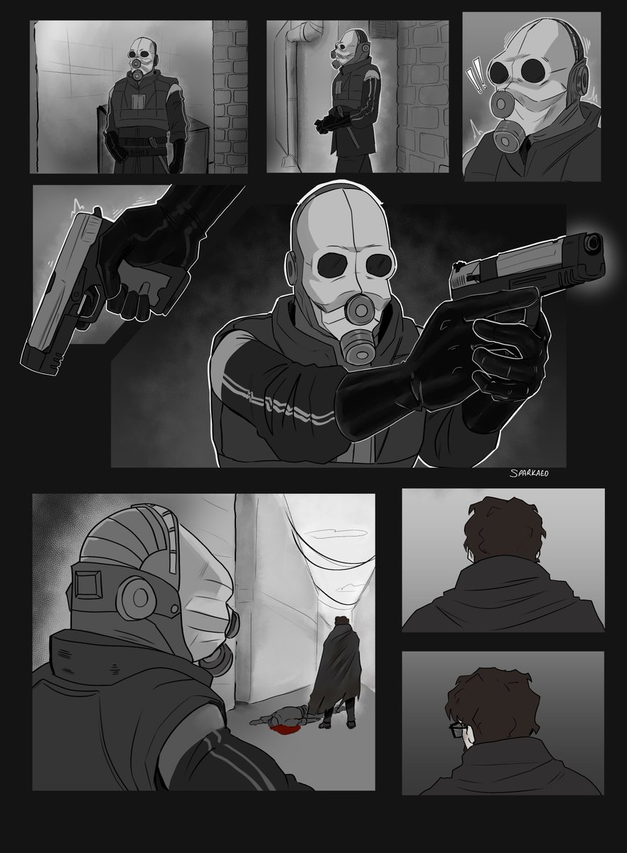 sparkaed's tweet image. this comic has been burning a hole in my WIPs folder and i know DAMN well im not working on it much more &amp;lt;/3

don't pay attention to the fact all the pages have inconsistent rendering, there were week+ long gaps between working on it 
(i also forgot the diolog i had planned lol)