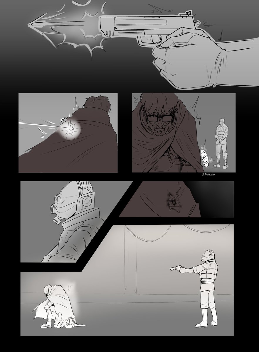 sparkaed's tweet image. this comic has been burning a hole in my WIPs folder and i know DAMN well im not working on it much more &amp;lt;/3

don't pay attention to the fact all the pages have inconsistent rendering, there were week+ long gaps between working on it 
(i also forgot the diolog i had planned lol)