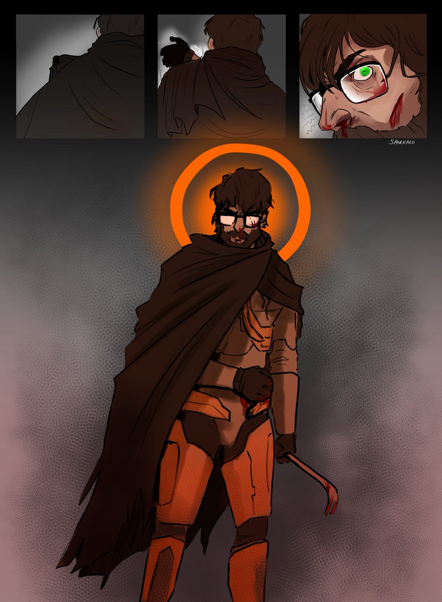 sparkaed's tweet image. this comic has been burning a hole in my WIPs folder and i know DAMN well im not working on it much more &amp;lt;/3

don't pay attention to the fact all the pages have inconsistent rendering, there were week+ long gaps between working on it 
(i also forgot the diolog i had planned lol)