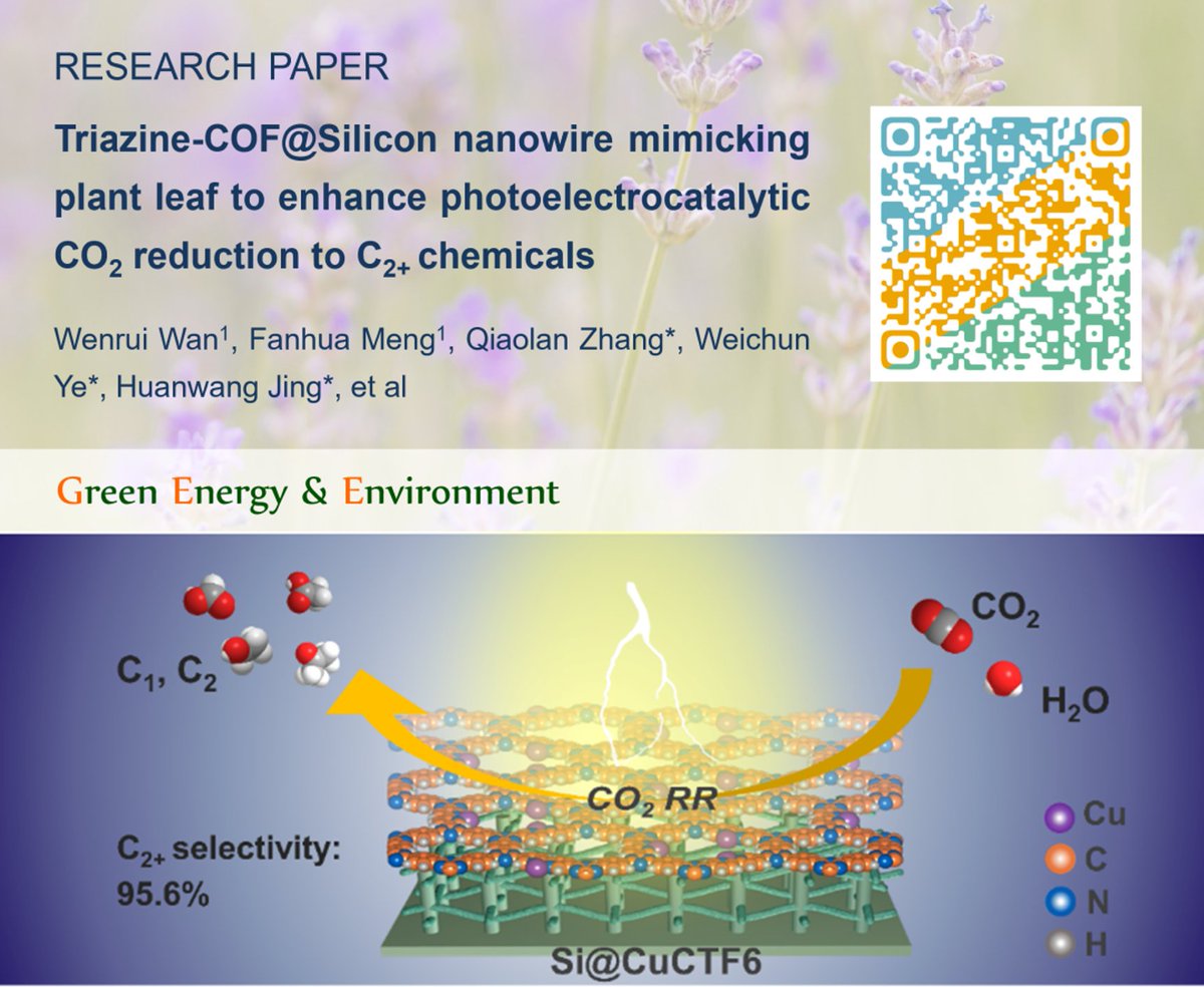 Green Energy & Environment (@gee_journal) on Twitter photo ✨#GEE #Research ✨
Triazine-COF@Silicon nanowire mimicking plant leaf to enhance photoelectrocatalytic #CO2 reduction to C2+ #chemicals
Qiaolan Zhang & Weichun Ye & Huanwang Jing (Lanzhou University <a href="/iLZU1909/">Lanzhou University</a>)
🔗doi.org/10.1016/j.gee.…
#Silicon ✨#GEE #Research ✨
Triazine-COF@Silicon nanowire mimicking plant leaf to enhance photoelectrocatalytic #CO2 reduction to C2+ #chemicals
Qiaolan Zhang & Weichun Ye & Huanwang Jing (Lanzhou University <a href="/iLZU1909/">Lanzhou University</a>)
🔗doi.org/10.1016/j.gee.…
#Silicon
