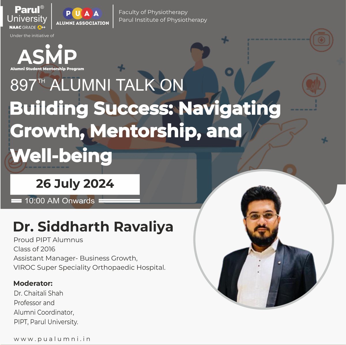 ParulAlumni's tweet image. The PU Alumni Association, in collaboration with PIPT, proudly presents a session on &quot;Building Success: Navigating Growth, Mentorship, and Well-Being&quot; as part of our Alumni Student Mentorship Program! 

#AlumniTalk #ASMP
#PIPT #Classof2016
#PUAlumniAssociation
#ParulUniversity