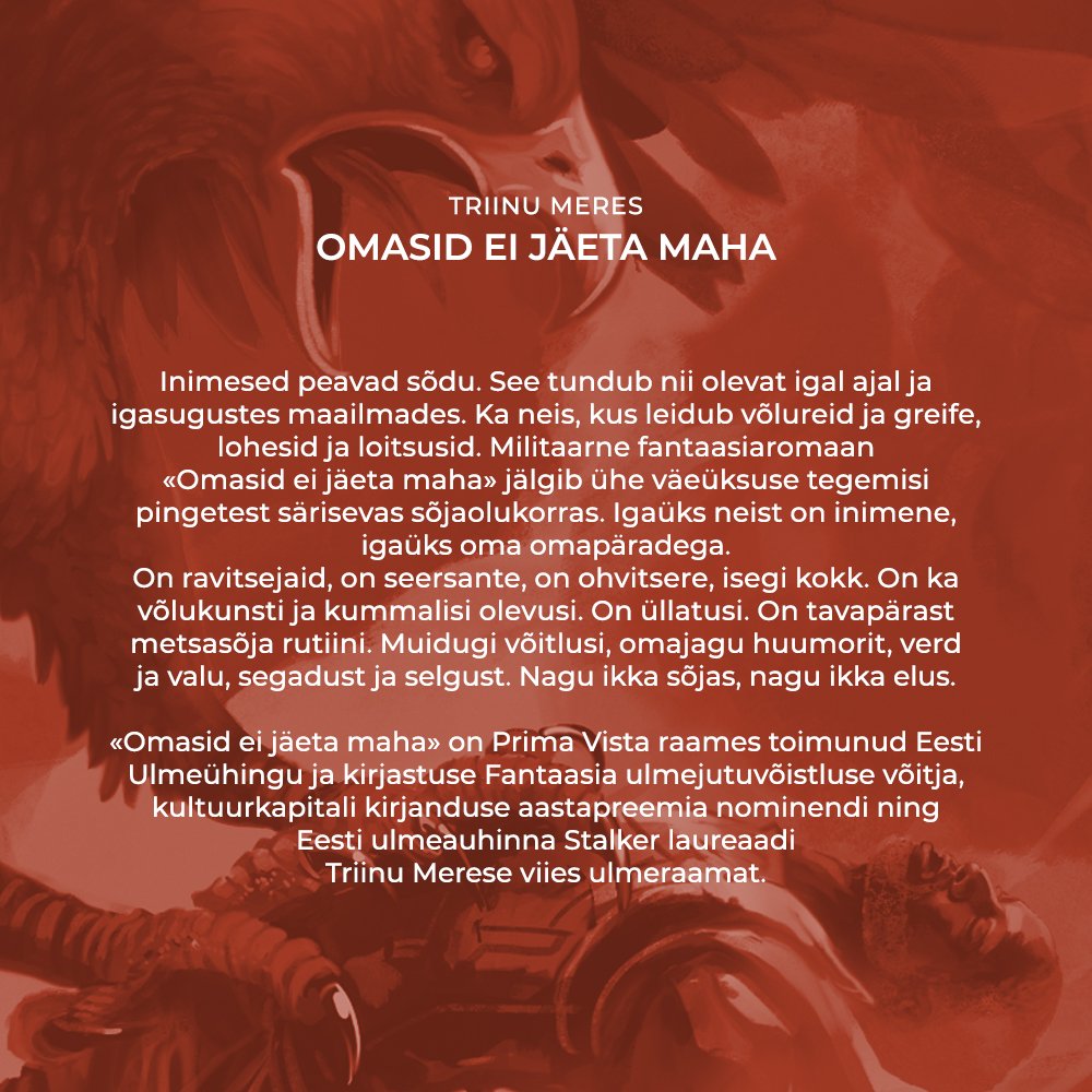 LiisRoden's tweet photo. Kaanepilt Triinu Merese raamatule "Omasid ei jäeta maha"
🦅
Cover painting for a fantasy novel by Triinu Meres.
#fantasyart https://t.co/3cZBkHVk3G