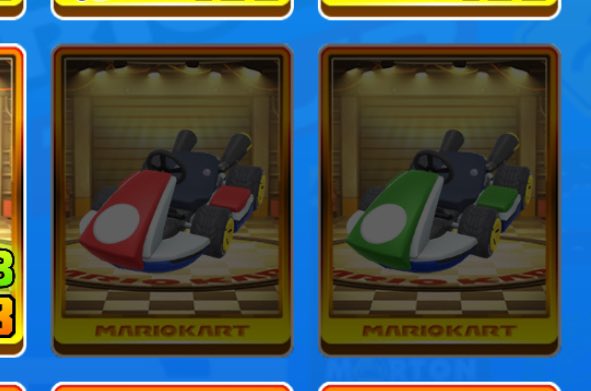 Muschel74's tweet photo. @mariokarttourEN New contain would be fantastic and easy to made (see my overview of released version of Yoshi, Birdo and Co).  Maybe a heads up for you @mariokarttourEN and close the gaps
In the meantime feel free to release the 2 standard karts to the daily selects https://t.co/7M2KofGwT7