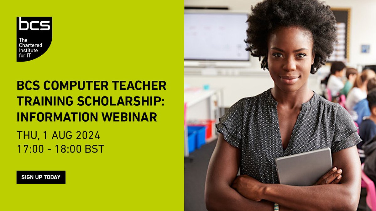 🌟 Are you passionate about teaching and technology? Join us for the BCS Computer Teacher Training Scholarship Information Webinar! 🌟

Register here 👉  hubs.ly/Q02HWv1p0

#ComputerScience #Teaching #Scholarship #TechEducation