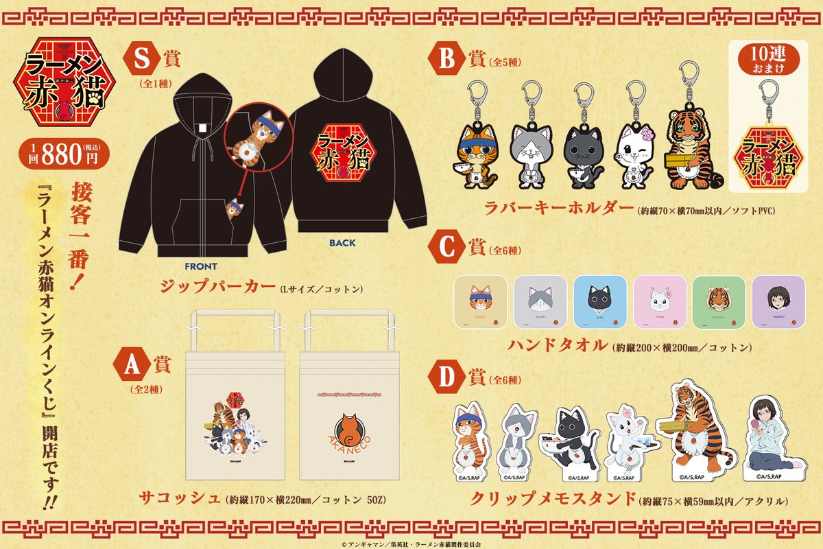 未使用】ラーメン赤猫 バンダイナムコぬい chibiぬいぐるみ 全5種