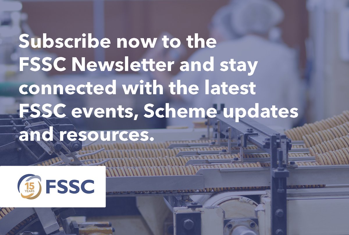 If you are interested in receiving #FSSC news &amp; updates directly to your inbox, then don't forget to sign up for our FSSC newsletter!💡🌎 
Join today via the link: ow.ly/3pTI50RjGSg

#sdgs #GFSI #foodsafety #iso #fssc22000 #fssc24000 #ims #socialresponsibility #SSCI #IAF