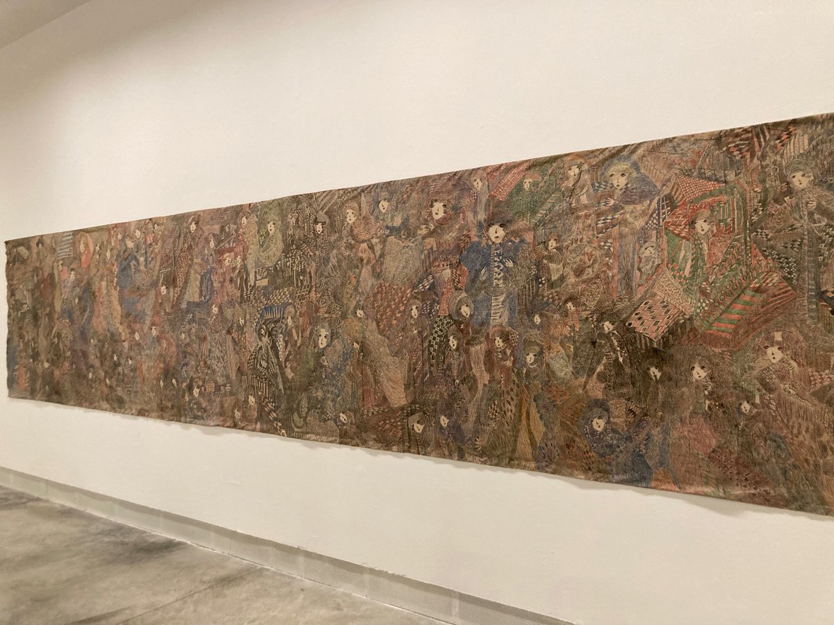 KateLAspinall's tweet photo. Thrilled to encounter @la_Biennale one of my favourite unorthodox, British, #drawing practitioners: #MadgeGill  (1882–1961)

Crucifixion of the Soul, 1934, coloured inks on calico (London Borough of Newham Heritage Archives)

Such a complex, monumental and unsettling masterpiece! https://t.co/V2kjvczaK6