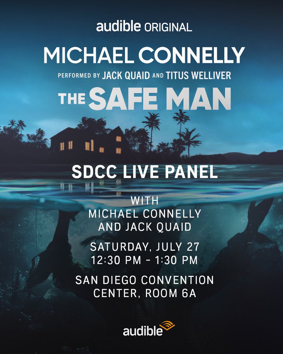 Connellybooks's tweet photo. Going to San Diego Comic-Con?  Michael and Jack Quaid will be talking about The Safe Man @audible_com original on Saturday at 12:30. 
…
#thesafeman #sdcc #sdcc2024 #audibleoriginal https://t.co/MdoTa1DbRm