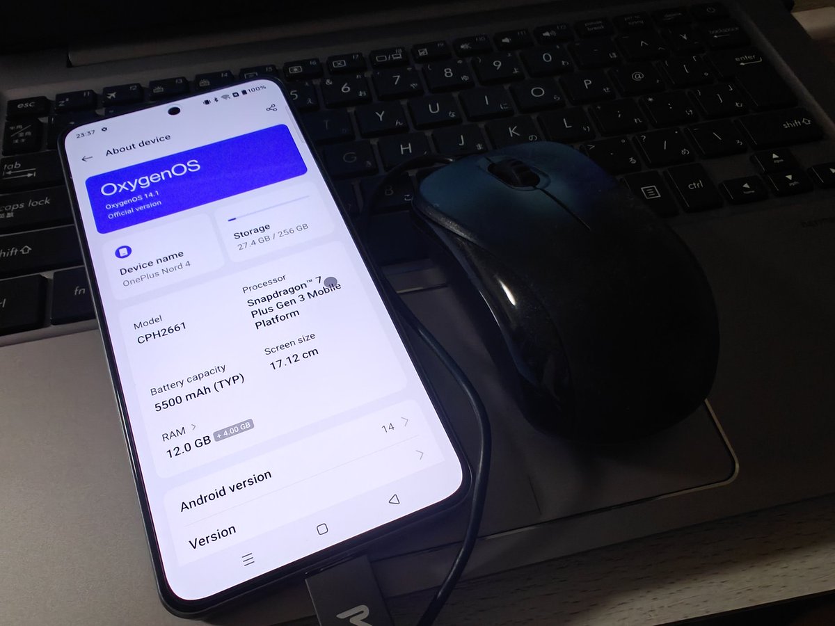 08_YZF_R1's tweet image. とりあえずインド版の全パーティションを焼いてマウス使ってセットアップしてみた
タッチパネルとカメラが使えない惜しすぎる
それ以上の不具合はめんどいので確認してない

#OnePlus #Ace3V #convert #Nord4