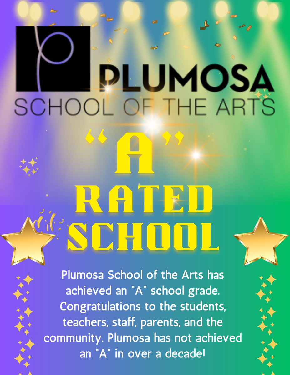 Ronda Smith (@ronda_johnson) on Twitter photo We did it! Congratulations, <a href="/officialPlumosa/">Official Plumosa School of the Arts</a>! Our students, teachers, and staff worked incredibly hard and deserve an "A" school. Let's keep growing! We did it! Congratulations, <a href="/officialPlumosa/">Official Plumosa School of the Arts</a>! Our students, teachers, and staff worked incredibly hard and deserve an "A" school. Let's keep growing!
