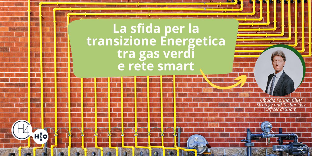Lo trovi su #CH4H2O
La sfida per la #transizioneenergetica tra #gasverdi e #retesmart
Ne parliamo con #ClaudioFarina, Chief Strategy and Technology Officer di <a href="/snam/">Snam</a>  S.p.A.

Abbonati al numero qui lnkd.in/dZuqMDtm