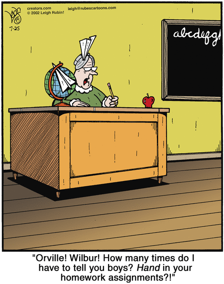 DalePederson's tweet image. #ThursdayMorning in #RetroHumor as the #WrightBrothers' #SchoolTeacher is not #amused by their #early #flights in a 2002 #cartoon "Rubes" by Leigh Rubin
#GoodLuck to all #flying today
