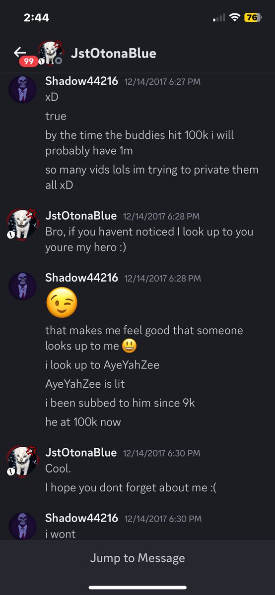 <a href="/AyeYahZee/">👻🎃Zee🎃👻</a> 

I formerly known as <a href="/Shadow44108/">Shadow Fusion</a> have supported you since 2017. I just wanted to show you how big of a fan I’ve been over the years! I never forgot about you. I recently last night collected these screenshots having a wave of nostalgia. #oofergang #masterdad