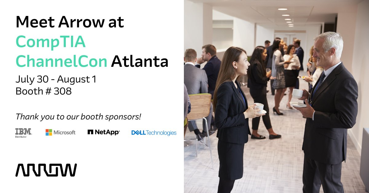 ArrowECS's tweet image. Exciting times ahead! If you'll be at @CompTIA's #ChannelCon in Atlanta next week, we'll see you there. arw.li/6012c3ojM