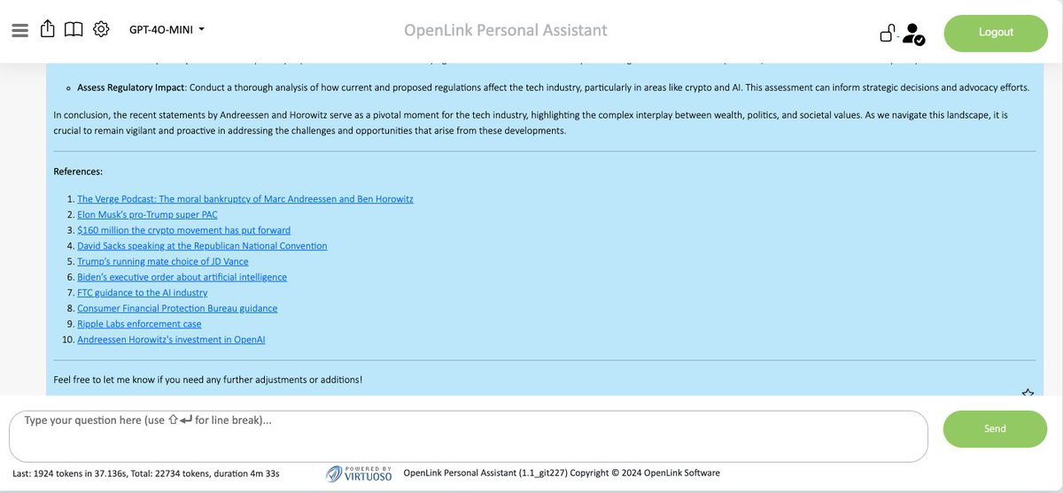 kidehen's tweet image. Updated edition of the memo that includes a &quot;References&quot; section. 

linkeddata.uriburner.com/chat/?chat_id=… -- basic

linkeddata.uriburner.com/chat/?chat_id=… -- animated 

#OPAL #SmartAgent #Democracy #Politics #Tech #GenAI #UseCase #AI #Discussion #Debate