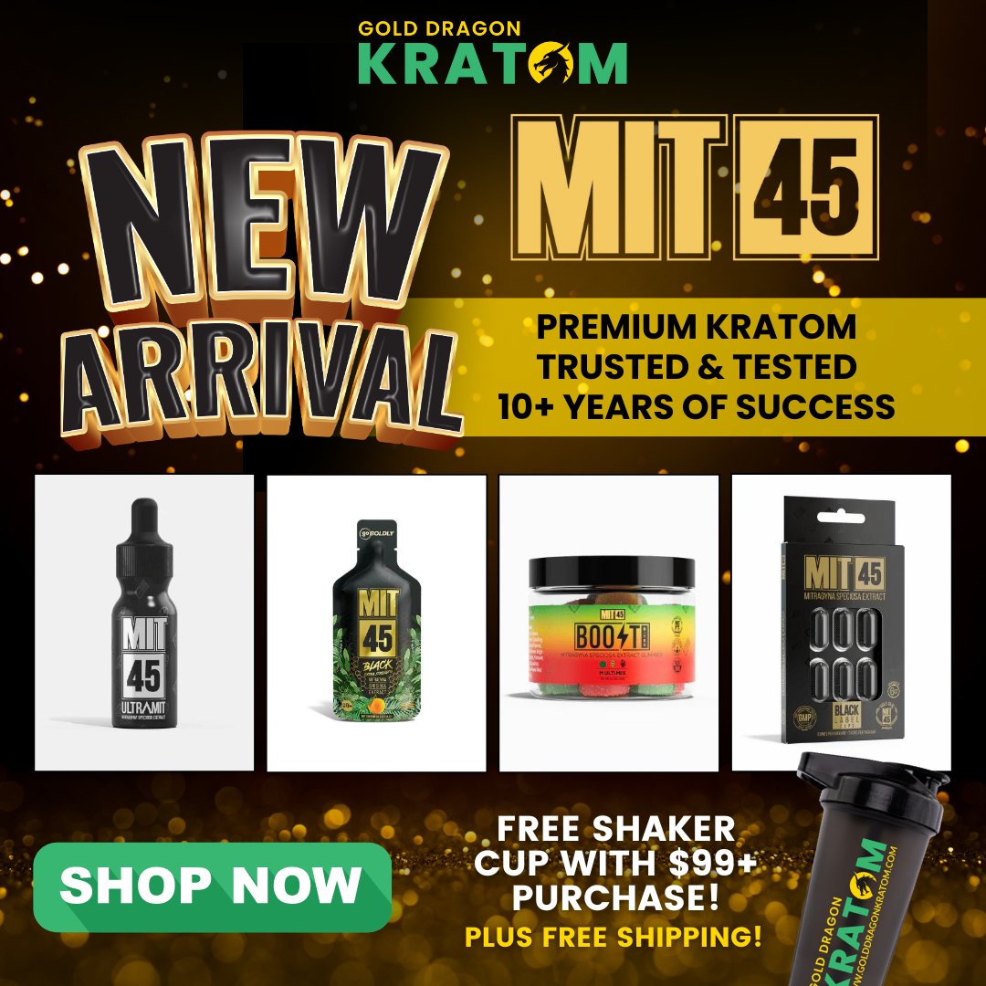 🚨 NEW BRAND ALERT! 🚨 Gold Dragon Kratom now carries <a href="/mit45extract/">MIT45 Premium Extracts</a>! 🌟 Don't miss your last chance for DOUBLE rewards points (ends 7/25)! 🎉

Plus, get a FREE #kratom shaker cup and FREE shipping on any $99+ purchase. Shop now at golddragonkratom.com! 🌿

#kratom #buykratom