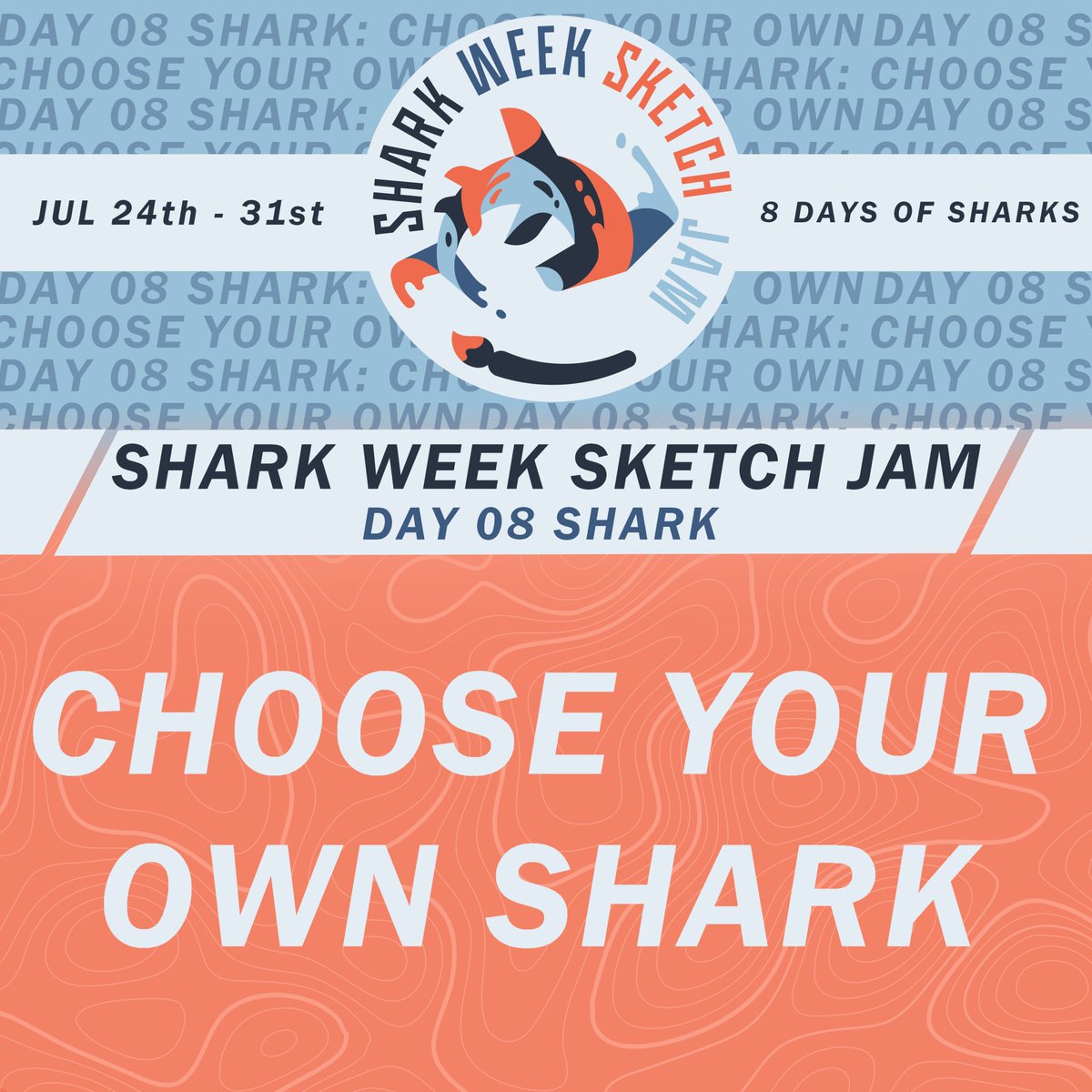 🎨DAY 08 - CHOOSE YOUR OWN SHARK🦈

The final day to celebrate the end of Shark Week Sketch Jam- choose your own shark species! Today is your day to share your favorite shark and tell us a fact or two about it 🦈🩵

Thank you for joining us another year of shark fun!!
