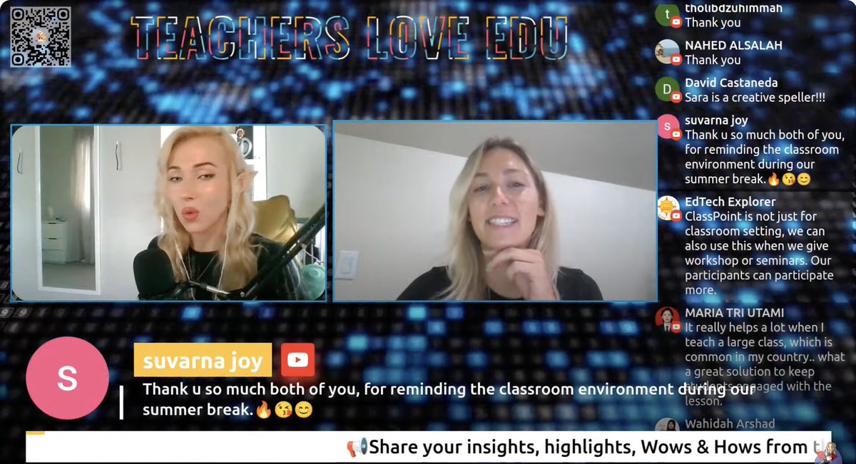 ClassPointIo's tweet image. Such a fun PD webinar sesh we just had with @AnnaDyagileva1 of #teachersloveEDU! 🎙️

And that audience? Our hearts are full. 💙 Thanks to everyone who joined in! ✨