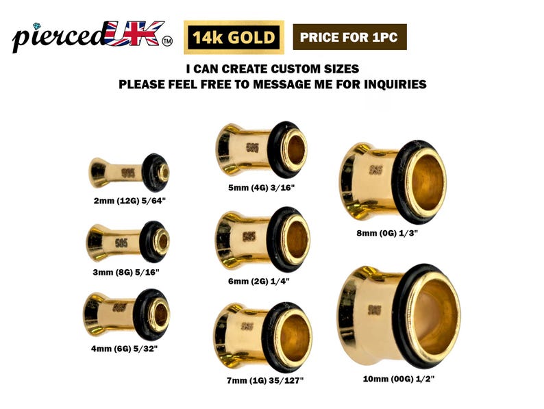PiercedUK's tweet image. 14K Solid Gold Ear Stretching Plugs, Single Flared Plug with Groove, Ear Gauges, Expander Body Piercing from 2G to 10G.
 #earlobepiercing #tunnelwithrubberOring #tunnelguages #singleflaretunnels #tunnelearrings #earstretchers #steelplugs #14Kgoldplugs
🛒etsy.com/uk/listing/170…