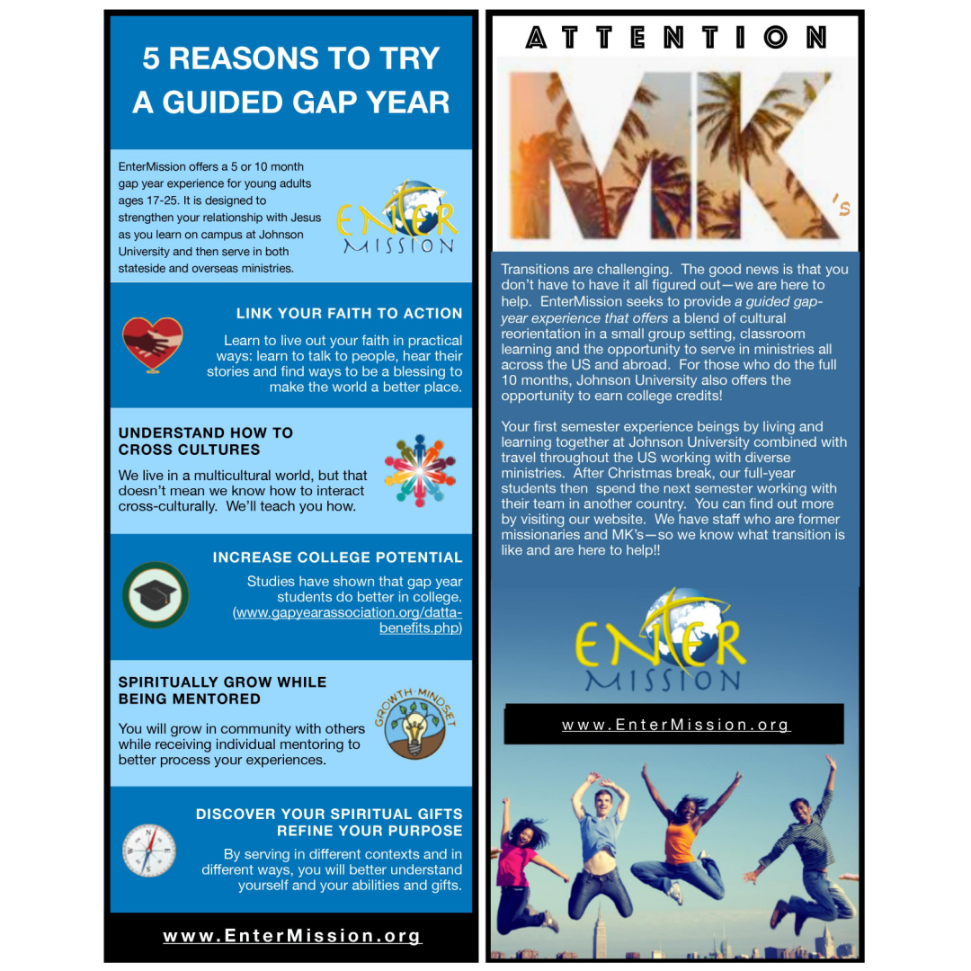 There is still time for your student (ages 17-23) to join EnterMission! Read this week's eblast to learn more: mailchi.mp/16a0f8c2af2e/t…