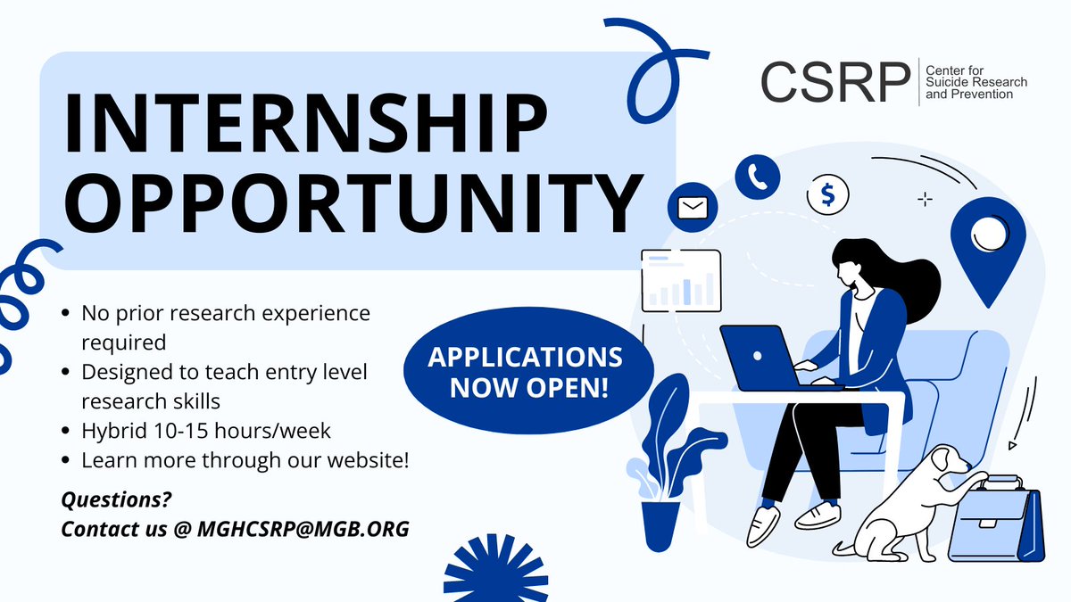 🔎📌Looking for an internship this fall?

The CSRP is hiring a student intern for the Fall 2024 semester!

No prior research experience required. Visit csrp.mgh.harvard.edu/jobs/ to learn more and apply