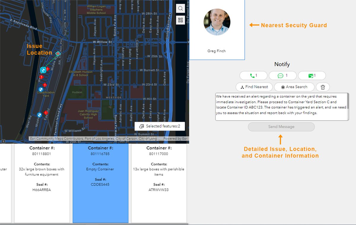 ❌ Issue: Theft from cargo containers results in loss of billions of dollars and time spent dealing with the aftermath.
✔️Solution: Use a platform like ESP Maestro that sends real-time alerts to the nearest security with a map and directions to the theft area for quick response.
